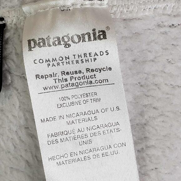 Patagonia Jacket Womens Large ReTool Snap T Fleece Pullover Polartec Off White - Picture 8 of 12